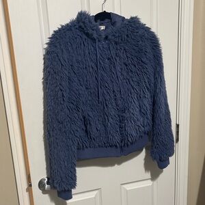 Shaggy Hooded Zip Up Jacket